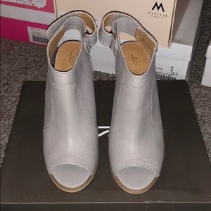 Grey Open Toe Open Back Bootie
